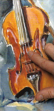 Урок рисования акриловыми красками натюрморта со скрипкой - шаг 12