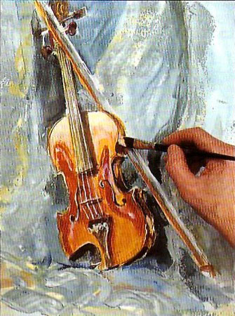 Урок рисования акриловыми красками натюрморта со скрипкой - шаг 15