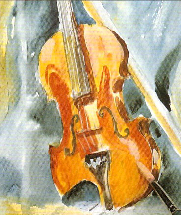 Урок рисования акриловыми красками натюрморта со скрипкой - шаг 9
