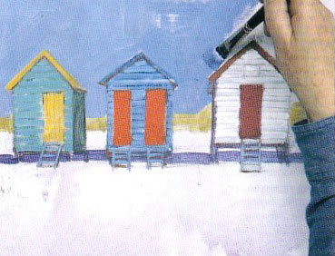 Как рисовать акриловыми красками пляжные кабинки - шаг 10