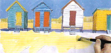 Как рисовать акриловыми красками пляжные кабинки - шаг 11