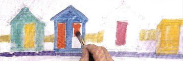 Как рисовать акриловыми красками пляжные кабинки - шаг 4