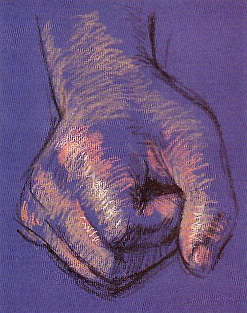 Рисуем карандашом и пастелью кулак руки - результат онлайн урока рисунка