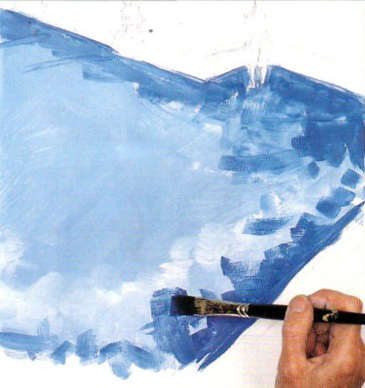 Рисуем воду в бассейне акриловыми красками шаг 1