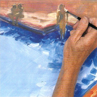Рисуем воду в бассейне акриловыми красками шаг 5