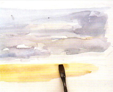 Рисуем акварельными красками побережье - шаг 3
