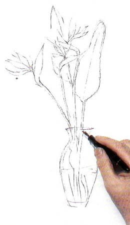 Рисуем цветок акварельными красками с размывками поэтапный урок - шаг 1