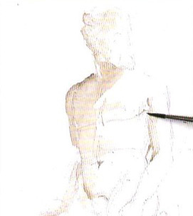 Рисуем канандашом статую шаг 2 поэтапного урока рисования