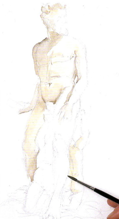 Рисуем канандашом статую шаг 3 поэтапного урока рисования