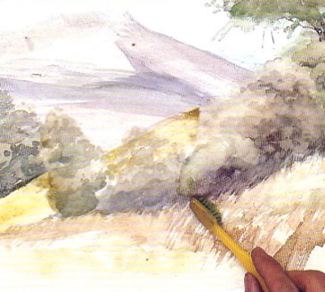 Урок рисунка акварельными красками пейзажа - шаг 12