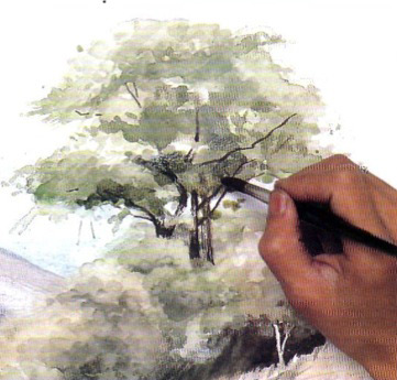 Урок рисунка акварельными красками пейзажа - шаг 13